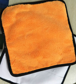 Orange Colorful Coral Fleece 200gsm Suede Mobil Cleaning Cloth 30 * 30cm 400gsm