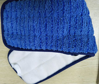 Microfiber 13 * 47cm Scrubber Rigid Wire Blue Piping Coral Fleece Wet Mop Pads